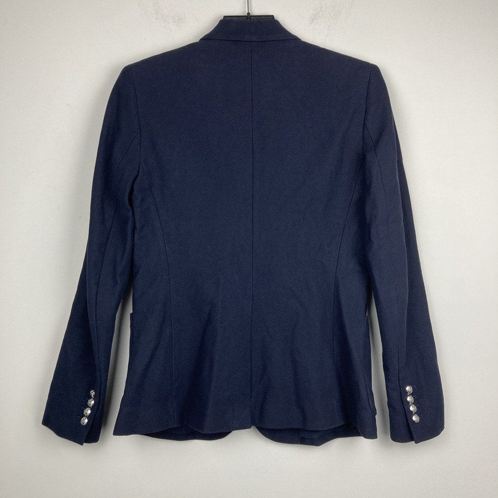 Lauren Ralph Lauren Women's Bullion Jacquard Blazer Navy Silver Button Size M - Picture 12 of 13